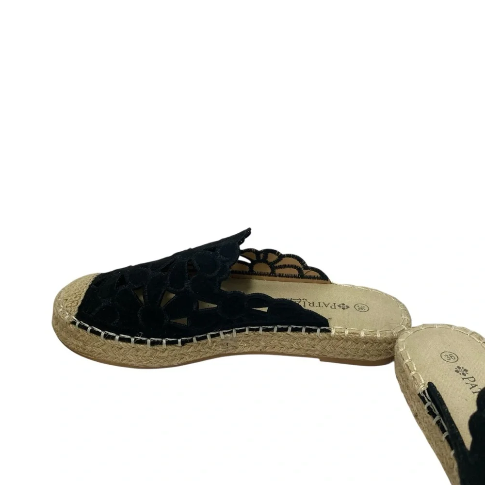 Spring Step Cutout Tilly Slide Espadrilles Mules Flats Womens 6 Black New Padded